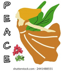 Illustration of an angel from a tree in the concept of peace, abstract vector.