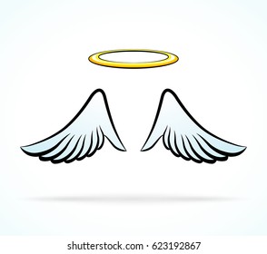 Illustration of angel wings with aureole