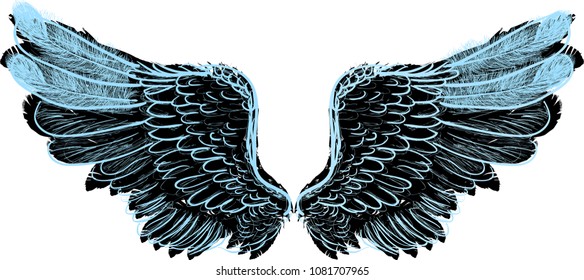 illustration with angel wings isolated on white background