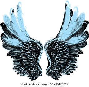 illustration with angel wings isolated on white background