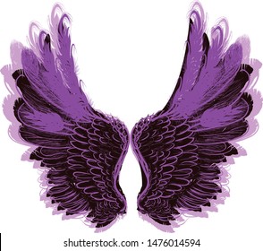 illustration with angel wings isolated on white background