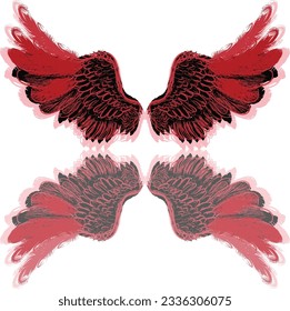 illustration with angel wings isolated on white background