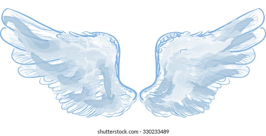 illustration with angel wings isolated on white background