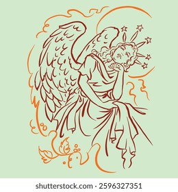 Illustration of angel with the wings vector for illustration, card, decoration