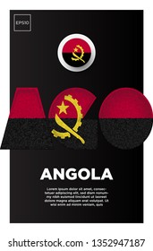 Illustration of Angola flag made of three country abbreviations letter with grunge sponge effect.