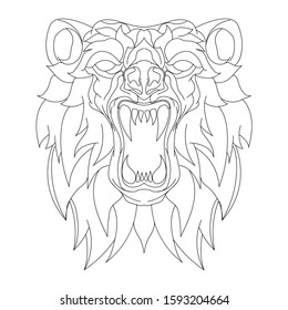 
illustration of angry animal myth bear and lion