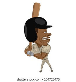 illustration of an angry baseball batter ready to hit the baseball.