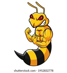 Illustration of a angry bee. Vector illustration