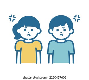 Illustration of an angry boy and girl