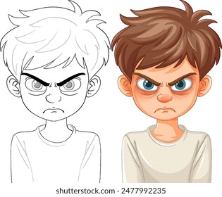 Illustration of an angry boy's face