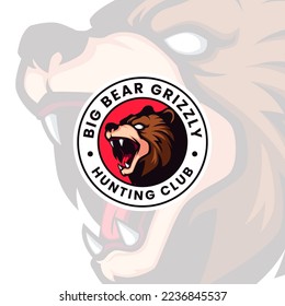 illustration of angry brown bear grizzly head mascot