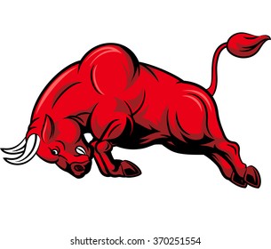 Illustration of angry bull character isolated on white background