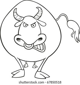 illustration of Angry bull for coloring book