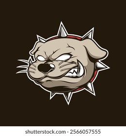 Illustration of angry bulldog head: mascot, illustration, logo