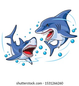 illustration of an angry cartoon shark.