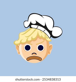 Ilustração de um desenho animado de Emoji Chef. Adequado para uso como adesivo, ícone de livro de imagens infantil e para complementar o trabalho de design gráfico.