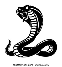 Illustration with angry cobra icon on white background.