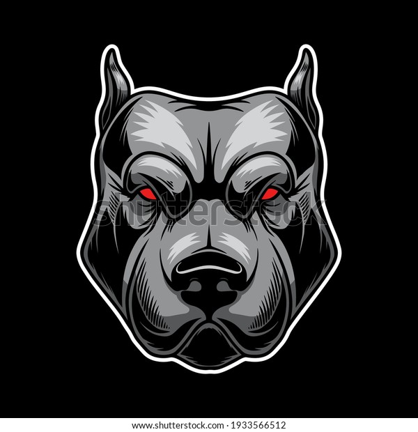 Illustration of angry dog\
head. Design element for logo, label, sign, emblem, poster. Vector\
illustration