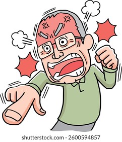 Illustration of an angry elderly man