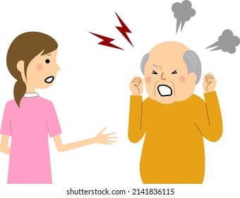 It Is An Illustration Of An Angry Elderly Person.