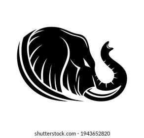 Illustration with angry elephant icon isolated on white background.