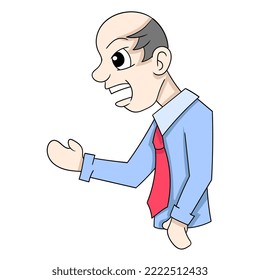 illustration of an angry faced boss giving enthusiasm to work. vector design illustration art