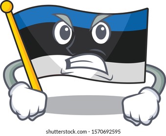 illustration of Angry flag estonia mascot vector illustration