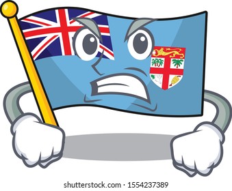 illustration angry flag fiji with character cute