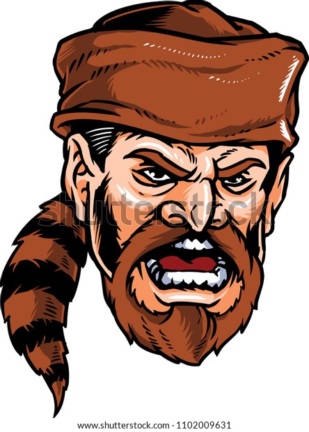 Illustration Angry Frontiersman That Wears Coonskin Stock Vector ...