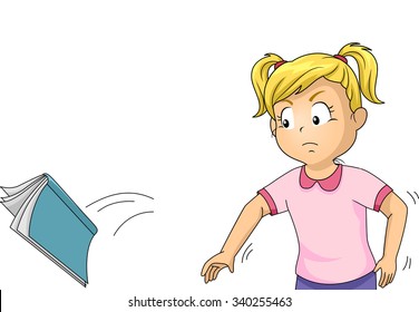 Illustration of an Angry Girl Throwing Her Book