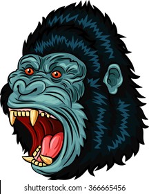 Illustration of Angry gorilla head character isolated on white background