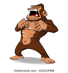 Illustration of angry gorilla who hits his chest