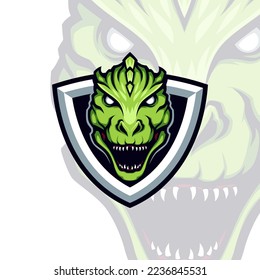 illustration of the angry Green Tyrannosaur head mascot