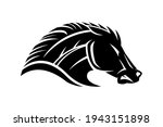 Illustration with angry horse icon isolated on white background.