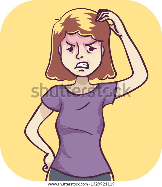 Illustration Angry Irritated Girl Scratching Her Stock Vector (Royalty ...