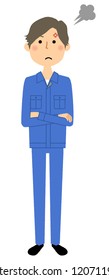 Illustration of an angry male worker.