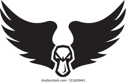 Illustration of an angry mallard duck head and wings set on isolated white background viewed from front done in retro style. 