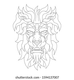
illustration of angry mythical lion animal