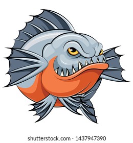illustration of angry piranha fish mascot