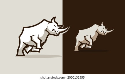 Illustration angry rhino logo design inspiration template