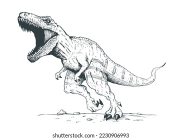 Illustration of angry running tyrannosaur