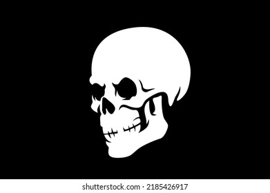 Illustration of Angry Skull on Black Background