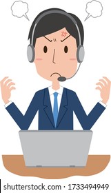 Illustration of angry support center man