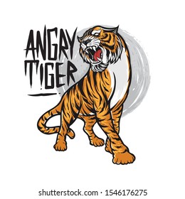 Illustration of angry tiger design vector