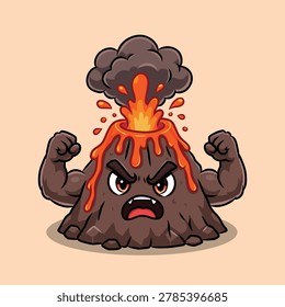 Illustration of an Angry Volcano Character