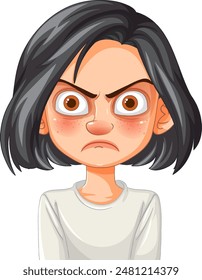 Illustration of an angry woman with dark hair