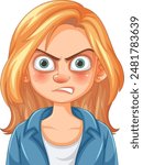 Illustration of an angry woman with red hair