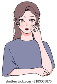 Illustration of an angry young woman with a peevish