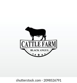 illustration of a Angus cattle farm logo design 