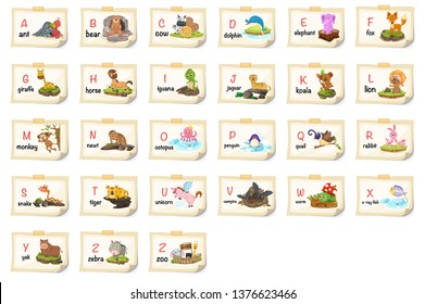 illustration of animal alphabet letter a-z